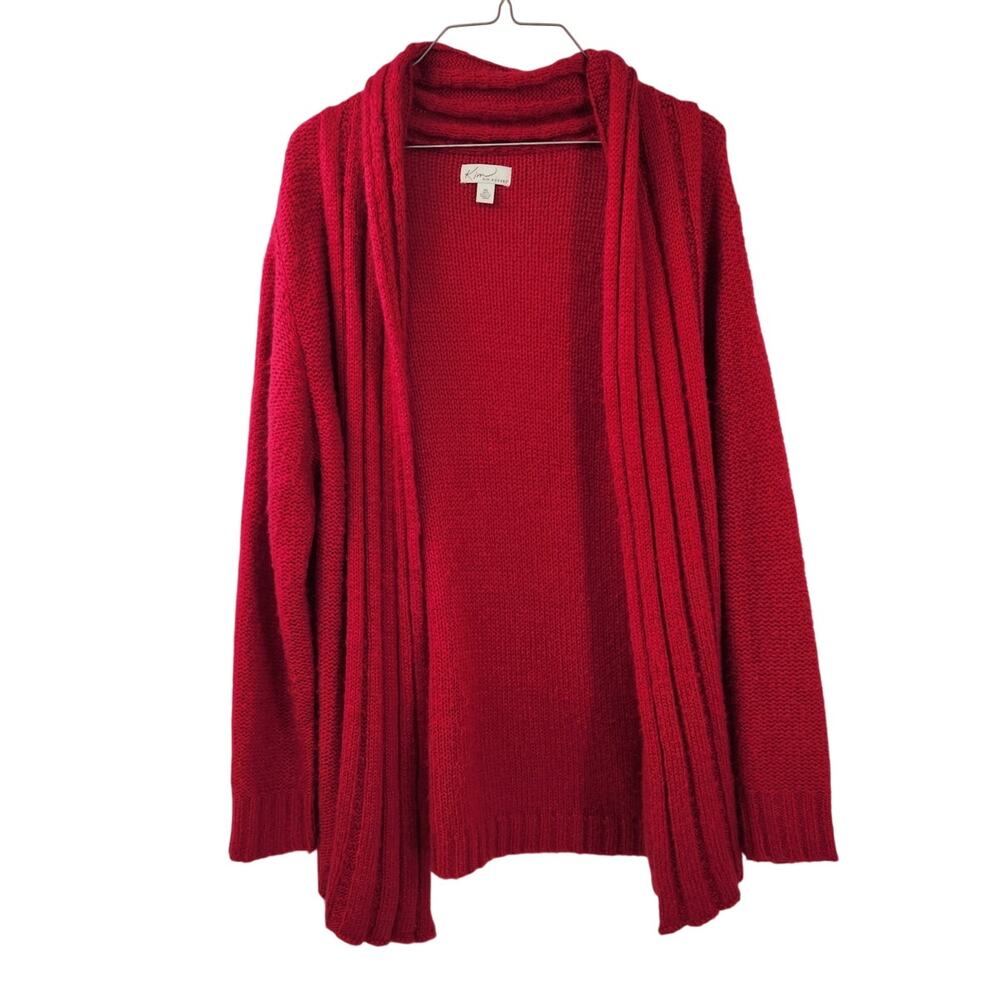 Kim Rogers Red Open Front Cardigan Sweater Womens Size Extra Large XL